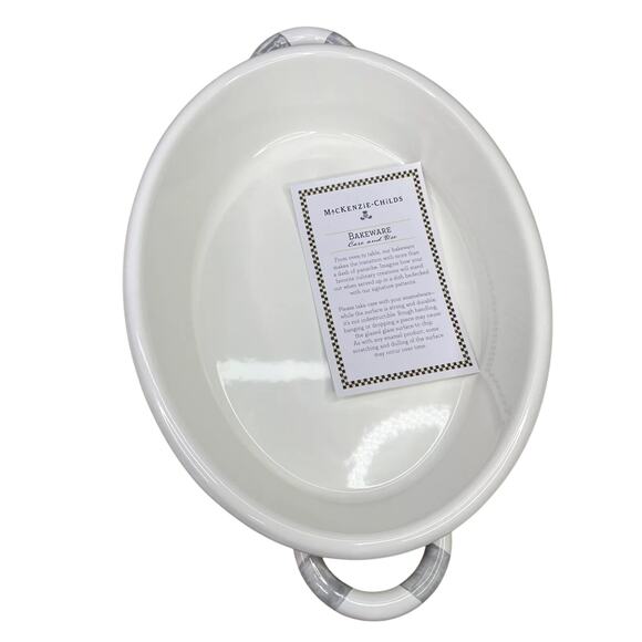 MacKenzie Childs Sterling Check Medium Oval Gratin Baking Dish Enamel Retired - Picture 16 of 16